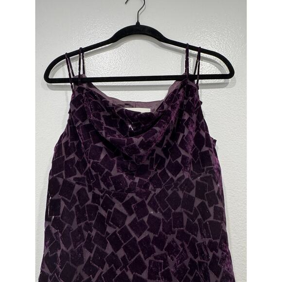 Evan Picone Size 12P Y2K Velvet Burnout Fairycore Whimsigoth Midi Dress Purple - Picture 1 of 9